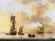 Francis Swaine A royal yacht and small naval ship in a calm oil on canvas